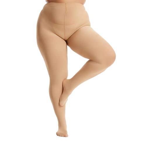 Image of Frola Plus Size Tights for Women Semi Opaque Control Top High Waist Stockings 60 Denier Women's Pantyhose 2X 3X 4X 5X
