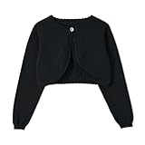 [Miipat] カーディガン キッズ 女の子 子供 ボレロ ニット 長袖 フォーマル 結婚式 発表会 七五三 冷房対策 春夏秋 80-140cm (ブラック,140)