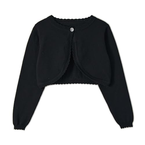 Image of Miipat Toddler Girls Cardigan Long Sleeve Bolero Shrug Kids Knit Sweater Cover Up Button Closure Cropped Tops