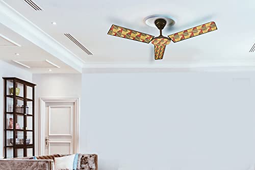 Image of Stylista Waterproof & Dustproof Three Blade Ceiling Fan Cover with attachable Enclosure Set of 4 Fan Covers Symmetric Pattern Grey