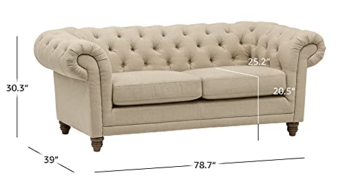 Amazon Brand – Stone & Beam Bradbury Chesterfield Tufted Loveseat Sofa Couch, 78.7"W, Hemp