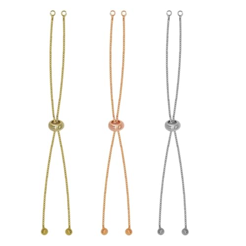 Image of SATRA TRADERS Brass Adjustable Slider Chain With End Stopper Bracelet | Size : 4inch | Qty : 2pcs | B3