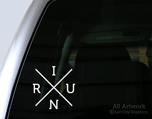 I Run Decal (X), Runner Sticker - Cross Country, Distance Running - Car Decal, Bumper Sticker (5 inches Wide, White)