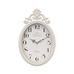 Abdurey Small French Retro Decorative Wall Clock, Ivory White Vintage Oval Style,Silent Battery photo Abdurey Small French Retro Decorative Wall Clock, Ivory White Vintage Oval Style,Silent Battery