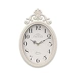 Abdurey Small French Retro Decorative Wall Clock, Ivory White Vintage Oval Style,Silent Battery Operated Boho Decor Wall Clocks for Farmhouse,Kitchen,Bedroom,Bathroom(10.4" H x 6.7" W)