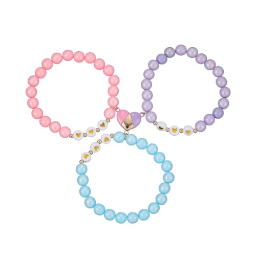 COLORFUL BLING BFF Bracelet for 3 Mother Daughter Bracelets Set Cross Butterfly Heart Charm Bracelet for Women Men Love Heart Matching Strand Bracelets Friendship Jewelry Gifts -Style 1
