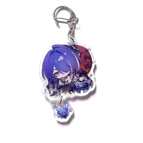 Generic Cute Honkai Star Rail Acheron Cosplay Acrylic Keychain G Shaped Buckle Accessories Bag Car Pendant Key Ring Game Fans Gift, Medium