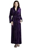 YAOMEI Herren Damen Morgenmantel Bademäntel Kimono, Winter Vlies Nachtwäsche Nachthemd Robe Negligee locker Schlafanzug für Spa Hotel Sauna, Party, Shower (M, Lila)
