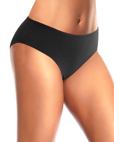 Image of Tempt Me Women Bikini Bottoms Mid Waist Bathing Suit Swimsuit Ruched Swim Bottom