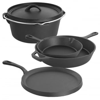 MEGACHEF Pre-Seasoned Cast Iron Cookware Set with 5 Pieces