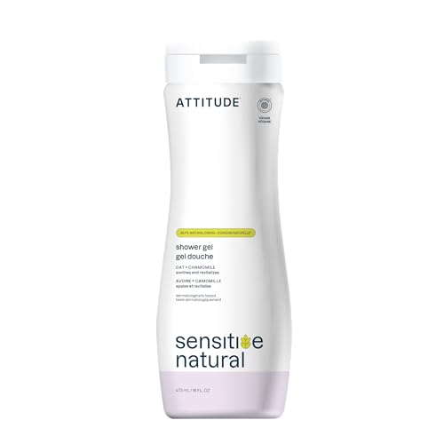 ATTITUDE Body Wash for Sensitive Skin with Oat and Chamomile, EWG Verified, Dermatologically Tested, Vegan, 16 Fl Oz