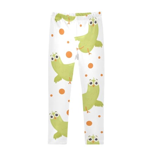 Green Bird Girls Leggings,Workout Leggings for Girls Toddler Athletic Legging Size for 3-10T