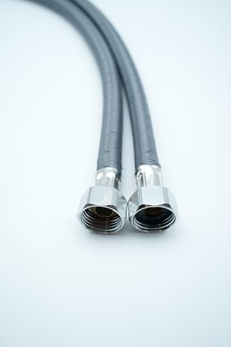 Image of SS 304 Stainless Steel Geyser Connection Pipe Set 4 Feet, 48 Inchs | Flexible Hot & Cold Water Geyser Pipes | Heavy Duty Tap & Washbasin Connection Pipe | Leak Proof Bathroom Water Hose (Pack of 2)