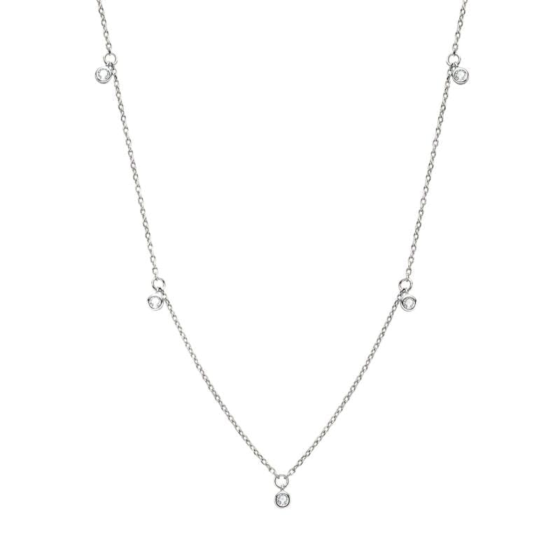 Collar de moissanita de 2,5mm de corte redondo de Color D de Plata de Ley 925 para regalo de mujer con longitud de cadena de 16 + 2 pulgadas
