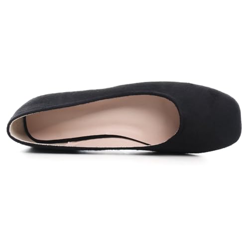 Image of ChaiRong Zhou Women Square Toe Ballets Flats Comfort Slip On Walking Shoes for Driving