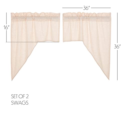VHC-Brands-Simple-Life-Flax-Natural-Country-Farmhouse-Window-Curtain-Swag-Set-of-2-36x36x16 VHC Brands Simple Life Flax Natural Country Farmhouse Window Curtain Swag Set of 2 36x36x16