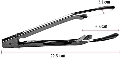 Pinces de Cuisine, Pince de Cuisine en Acier Inoxydable, idéale for Prendre la Viande, du Fromage, Pain, Glace et Plus Encore, Durable, Longueur: 22,5cm