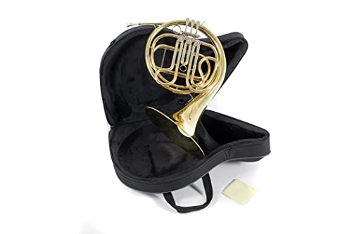 Roy Benson F-Waldhorn HR-302 (Messing Schallstück und Korpus, 3-Ventilig mit Kugelgelenken, Goldmessing Mundrohr, Neusilber Zügen, professionelle Klangqualität, mit kompakten Formetui)