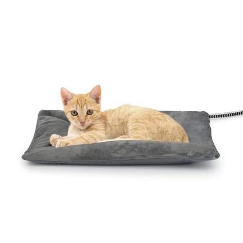 Petace Outdoor Heated Cat Bed, Soft Pet Heating Pad with Steel-Wrapped Cord, Outside Pet Warmer for Feral Cats and Dogs, 15.7' x 11.8', 30 Watts