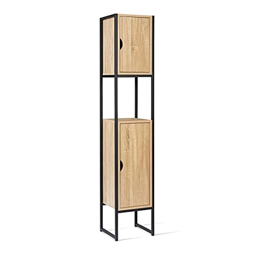 IDMarket - Meuble colonne DETROIT 2 portes design industriel