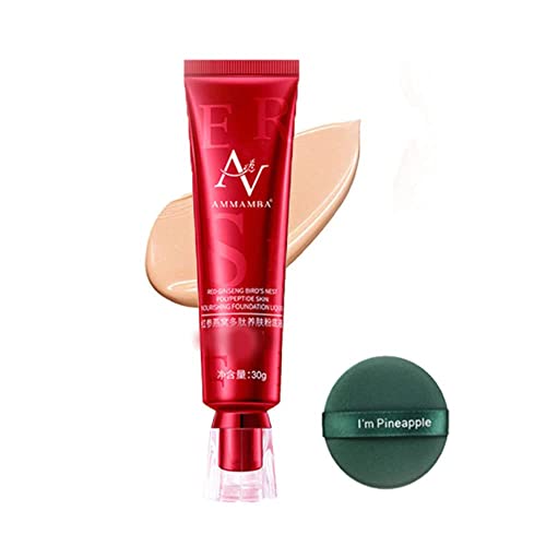 TTCPUYSA Red Ginseng Bird'S Nest Concealer Liquid Foundation,Long-lasting Moisturizing Natural Concealer,foundation Makeup Full Coverage,nourishing Foundation Liquid,waterproof (Natural) Cover