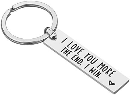 Couple Keychains for Boyfriend Girlfriend - Valentine’s Day Gifts I Love You More The End I Win Couple Keyring for Wife Husband Boyfriend Girlfriend Gifts for Him Her