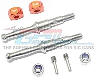 GPM For Tamiya T3-01 Dancing Rider Trike Upgrade Parts Stainless Steel Rear Wheel Shaft With Aluminum Hex Adapter (7mm) - 8Pc Set Orange