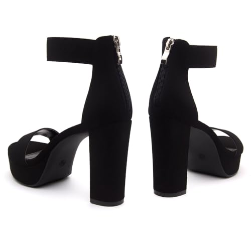 Shoe Land Chunky Platform Heels for Women – 4 Inch Block Heeled Sandals with Ankle Strap, Open Toe Dressy Strappy High Heels for Wedding, Party & Formal Events3