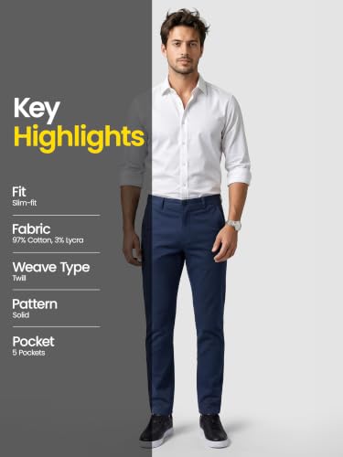 Image of Beyoung Cotton Lycra Classic Fit Chino Pants for Men | Casual Pants | Stretchable Chinos | Slant Pockets | Chino Trousers