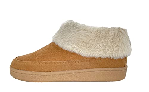 Clarks Womens Slipper Suede Ankle Bootie JMH1883 -Plush Faux Fur Collar and Lining - Indoor Outdoor House Slippers For Women (8 M US, Cinnamon)2
