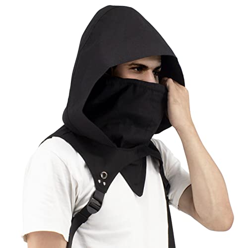 Cagoule à capuche, avec bretelles et masque, cagoule de cosplay, pour costume d'assassin, déguisement gothique et ludique