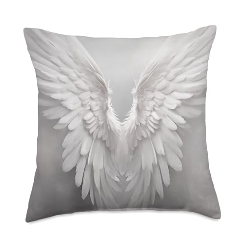White Angel Wings Graphic Throw Pillow