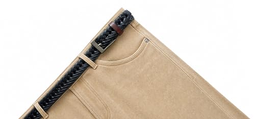 Image of CHAOREN Leather Braided Belts for Men - 1 1 /8 inch Mens Casual Woven Leather Belt for Dress Pant