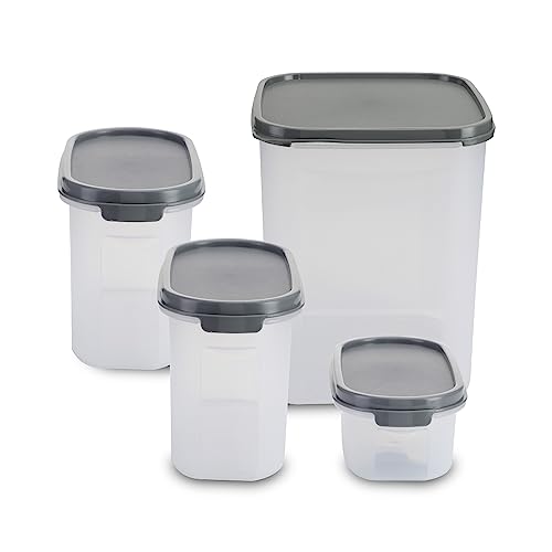 Image of KOLORR Modular Plastic Containers Set for Kitchen Storage Combo, Set of 4 (500ml x 1 / 1100ml x 2 / 5500ml x 1) | Dry Food Organizer | Air Tight Grocery Jar /Container | Food Grade | Transparent