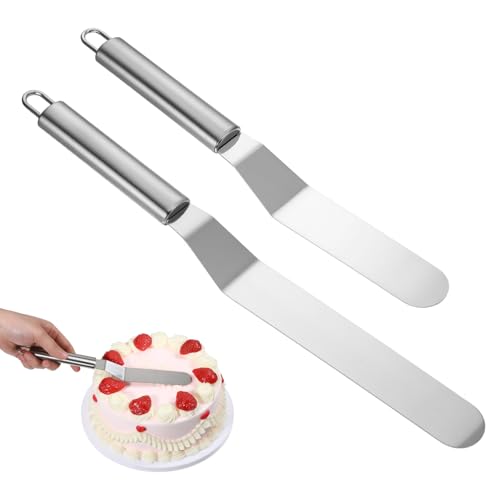 TIESOME 2 Stück Winkelpalette Torte, Edelstahl Tortenspachtel Konditormesser, Zum Glätten Schneiden Dekorieren Von Torten Backutensilien (15 cm +20 cm)