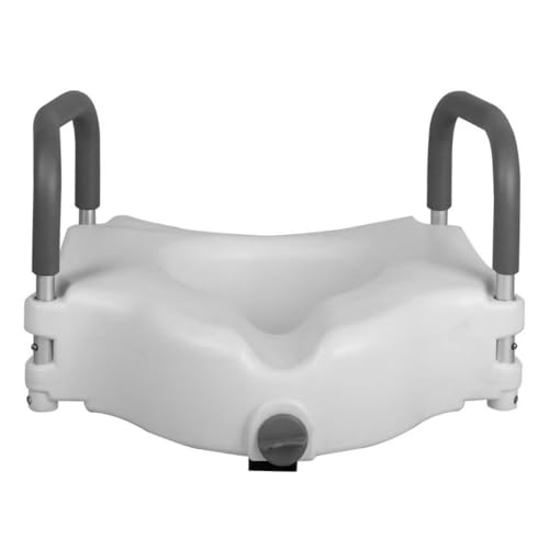 JQQJトイレ用加高クッション、携帯トイレブースターパッド 補高便座 トイレ 介護用 簡易 高座 上げられた 手すり付き 用設備 便器椅子 障害者 妊婦 術後肘掛け 付きユニバーサルブースターポータブル 工具不要 清掃が簡単 (高さを11..5cm増やす)