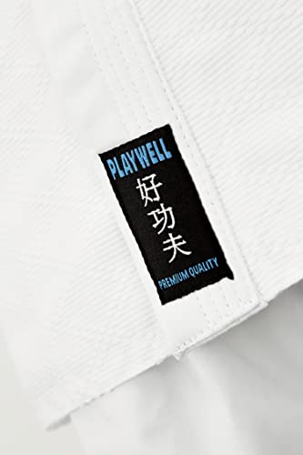 Playwell Martial Arts Judo White Premium Medium Weight 400gsm Uniform, GI - NEW (1/140cm) - Image 4