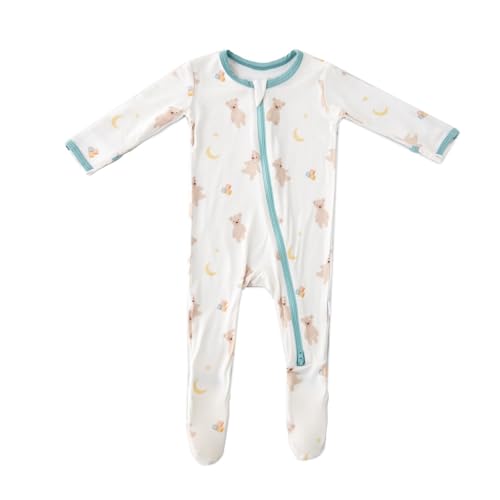 Image of Bamboo Little Soft Baby Footie Pajamas, Baby Clothes, Newborn Sleepers, 95% Viscose and 5% Spandex, 0-24 Months