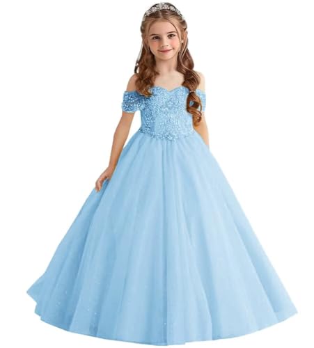Flower Girl Dresses for Wedding Off Shoulder First Communion Dress Sparkling Pageant Dresses Prom Ball Gowns