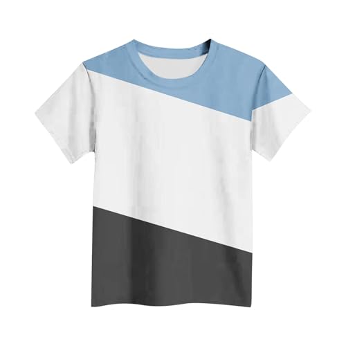2-13T Baby Boy and Girls Short Sleeves T-Shirts Fashion Color Block Crewneck Shirts Kids Summer Going Out Tops3