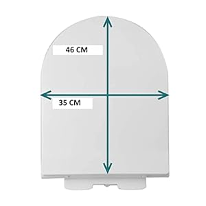 ELEGANT CASA Colour White 368 Soft-Closing D-shape Round PP Seat Cover Commode Cover (46 x 35 cm) Adjustable Hinges (Hole distance) from 13-18CM; White Colour