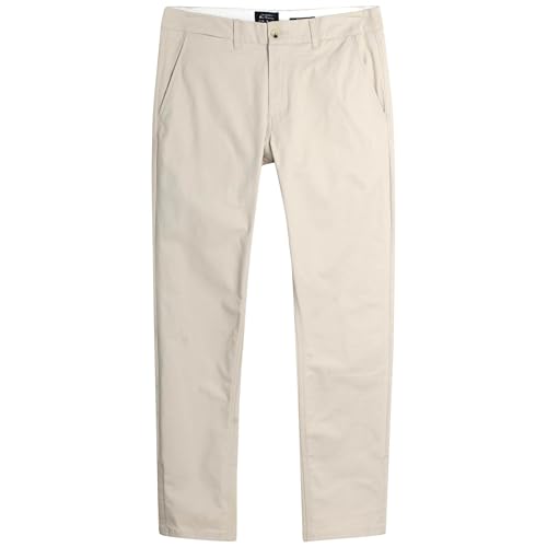 Ben Sherman Men's Casual Cotton Comfort Stretch Slim Fit Tapered Chino Pants, Stone, 33W x 32L