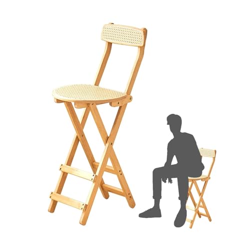 Klappbarer Barhocker mit Bambusgestell, Faltbarer Küchenstuhl mit...