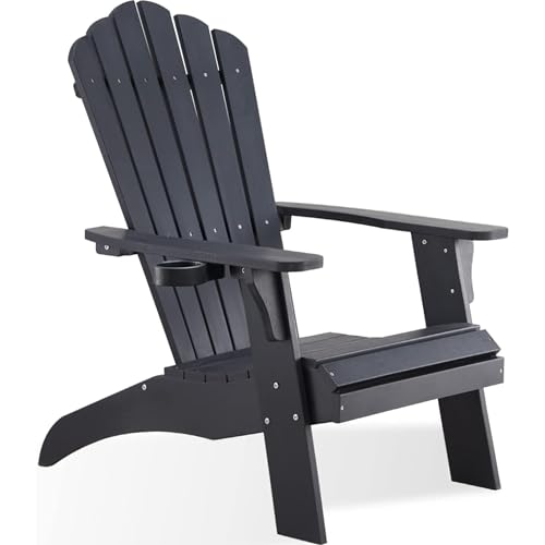 Image of Psilvam Oversized Adirondack Chairs with Cup Holder, Black