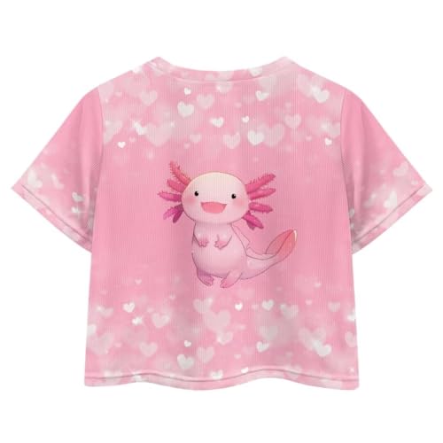 Image of Girl Crop Top Shirts for Summer Cute T Shirts Short Sleeve Tees for Kids 5-16