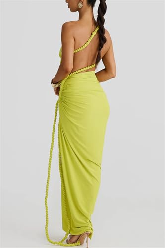 Womens Sexy Sleeveless Backless Drawstring Twine Folds Irregular Split Dress Beach Dress2