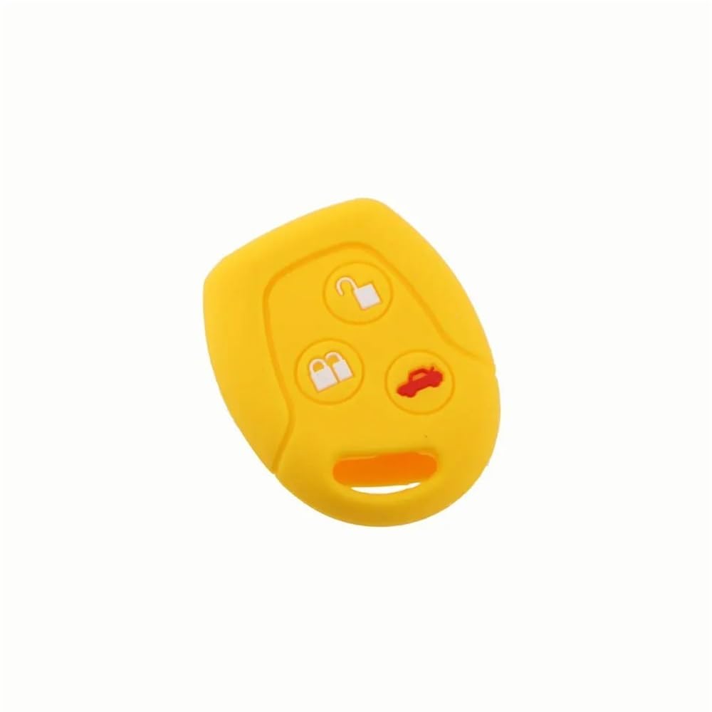 Funda metálica para Llavero de Coche Funda de Silicona para Llave de para Ford, para Focus, para Mondeo, para Festiva, para Fusion, para Fiesta KA MK4, con Mando a Distancia de 3 Botones.(White)