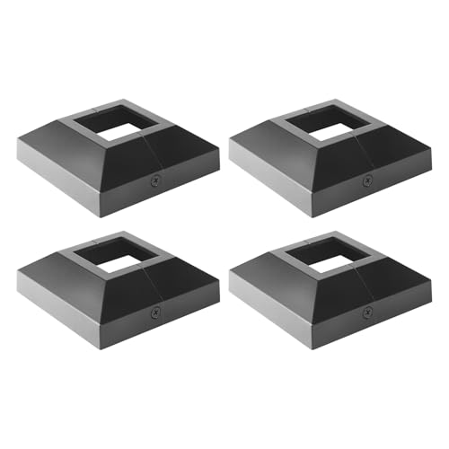 Cache-poteau de terrasse alu noir 5,1 cm pour masquer les bases de fixation abîmées