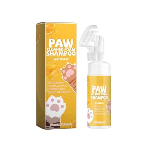Champú para gatos sin agua con cepillo para gatos, champú seco para gatos, espuma para baño de gatos yzG842 (amarillo, 18 x 5 cm)