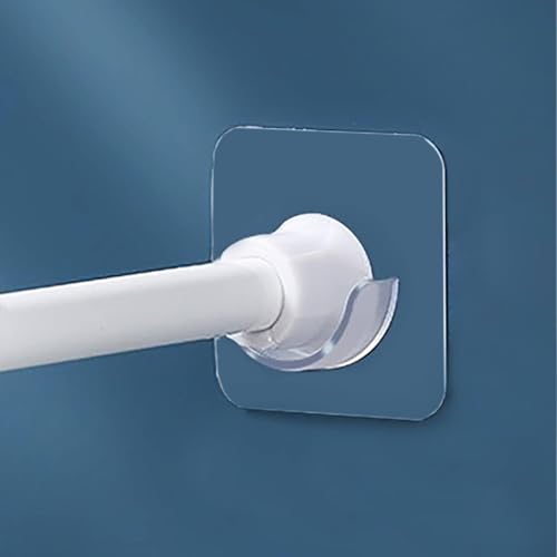 Image of T ESSENTIALS Multipurpose Transparent Self Adhesive Wall Mounted Curtain Rod Holder U Shape No Drilling Closet Brackets Curtain Rod Hooks Hangers for Bathroom Kitchen Home (Pack of 4)